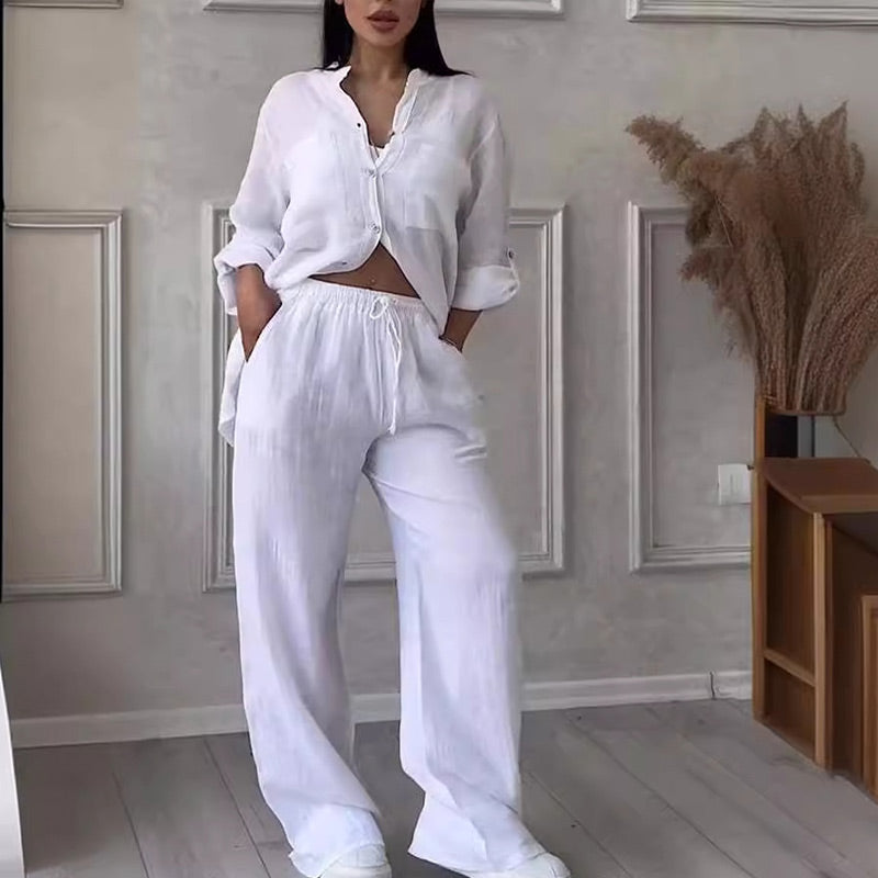2-delige set voor vrouwen | Bouthered shirt en broek